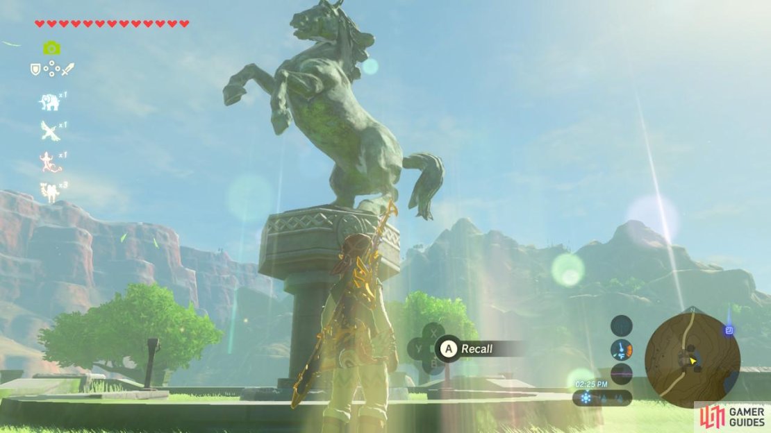 The recall point is right by the large horse.