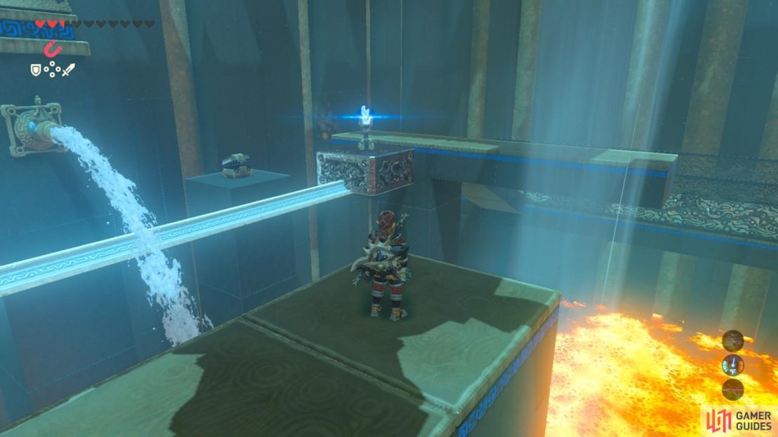 This platform will start off under a water spout so you have to move it