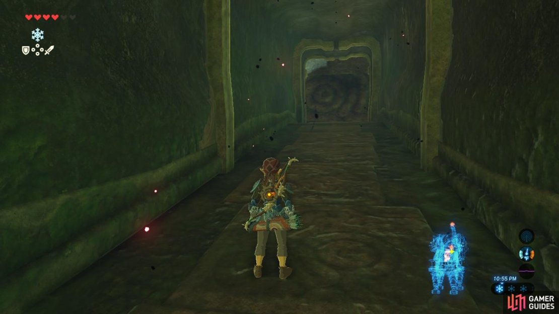 Run through this hallway up ahead.