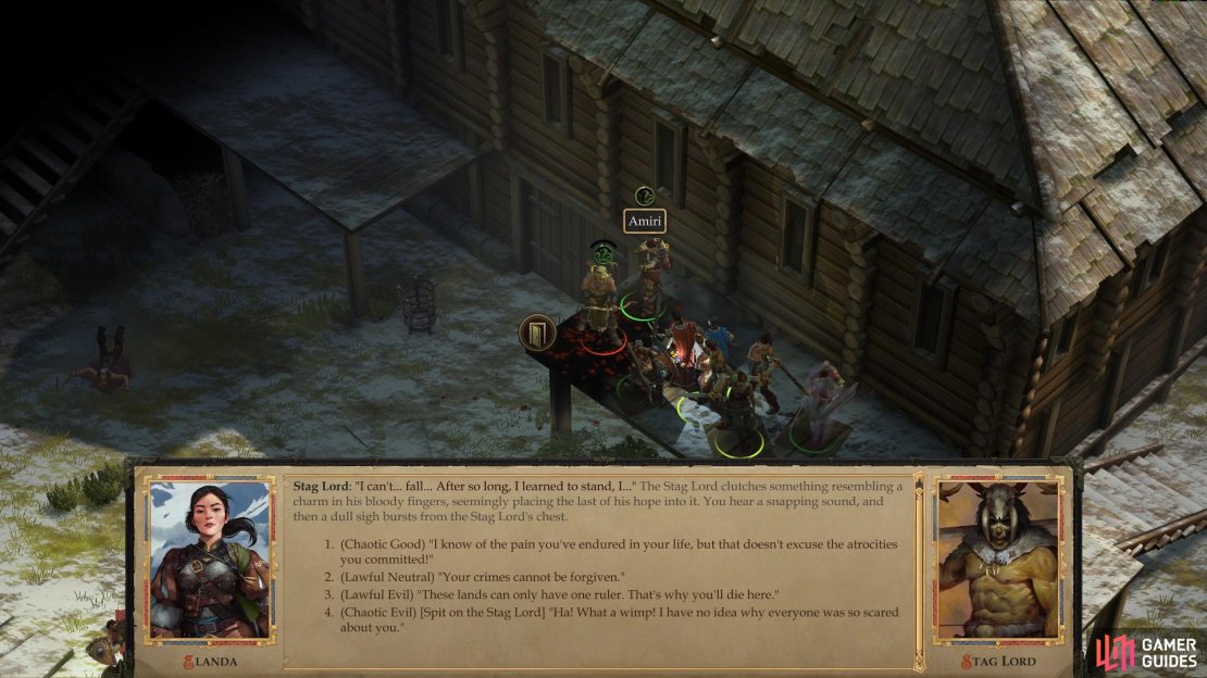 Defeat the Stag Lord and make a moral choice regarding how to send him off.