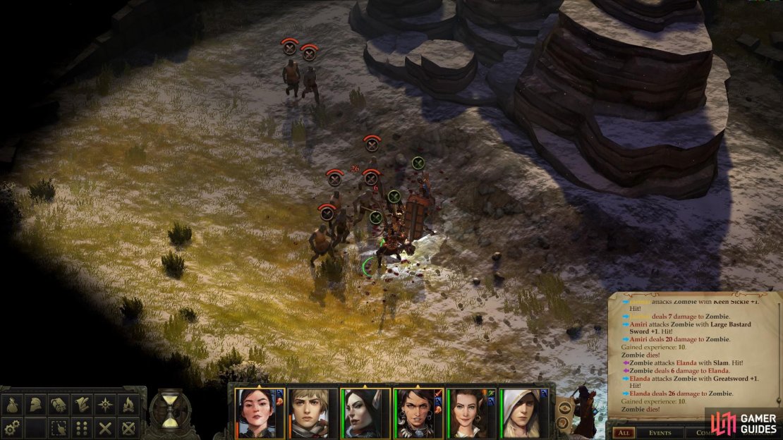 Dispatch numerous mobs of zombies near the ruins outside the fort.