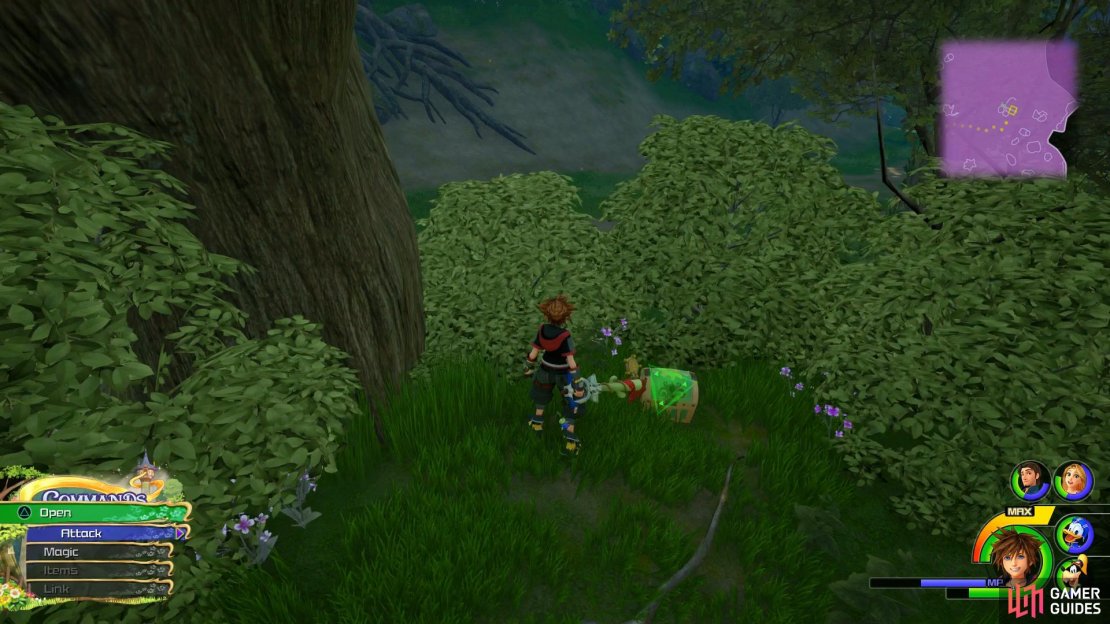 Search behind the tree.