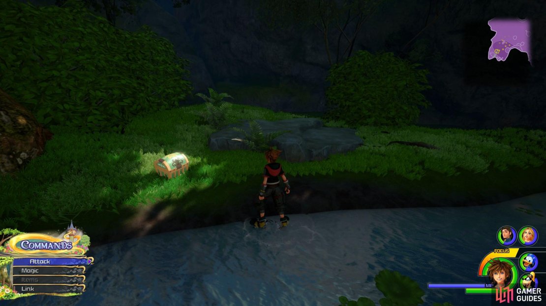 Search at the far end of the lake.