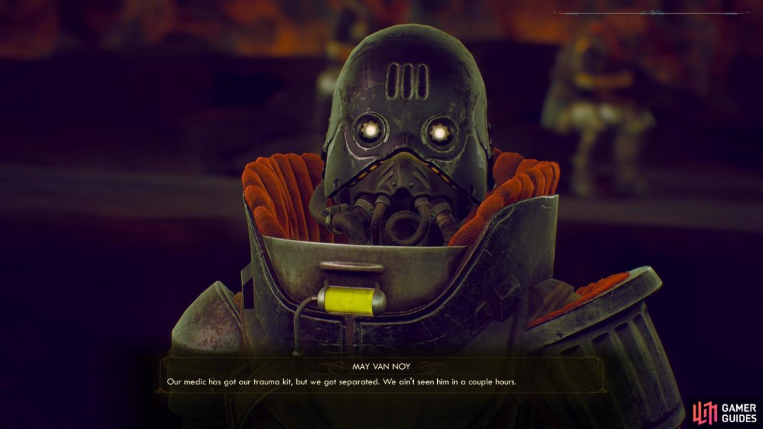 Talk to the Van Noys near the Terra One Publications building and they’ll ask you to find their medic.