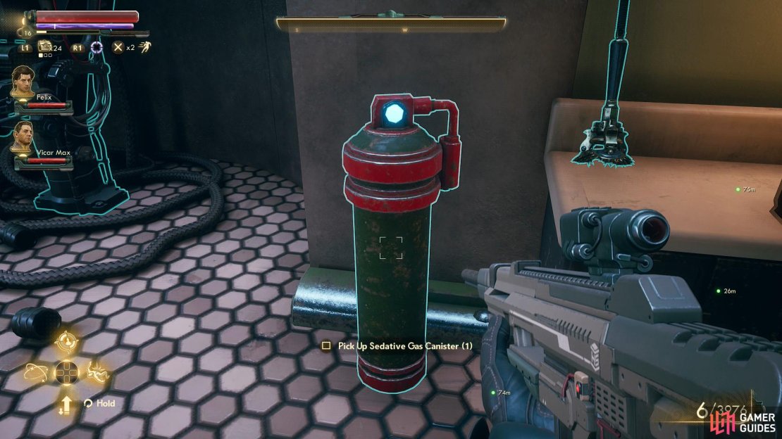 You can find a Sedative Canister in Vaughn’s Lab,