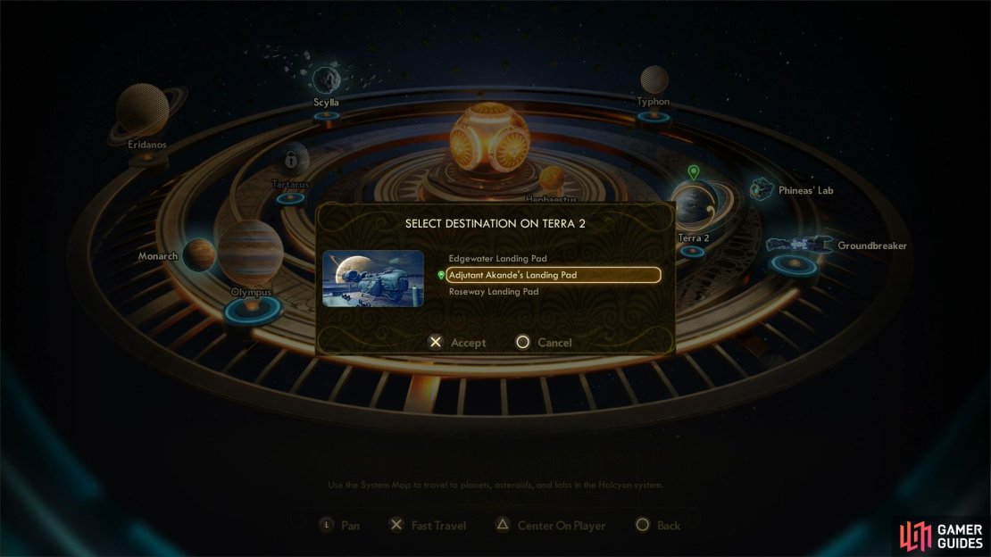 Travel to Adjutant Akande’s Landing Pad on Terra 2