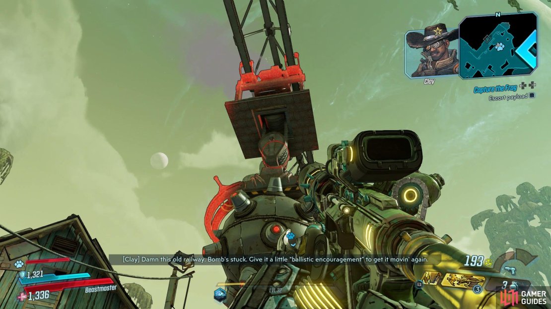 Shoot the top of the payload to give it a boost forward. 
