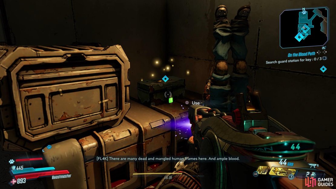 Search behind a crate for one of the possible key locations,