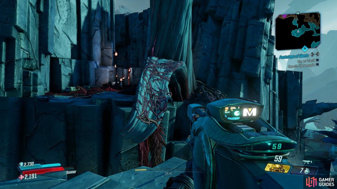 Head to the northern parts of Cadenza in Two Parts and jump across this tree