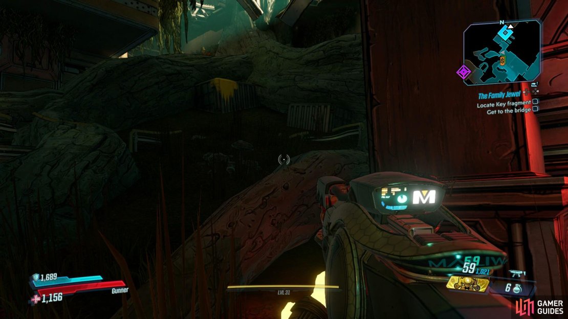 Look for this hidden path behind the Vending Machines south of the Family Jewel