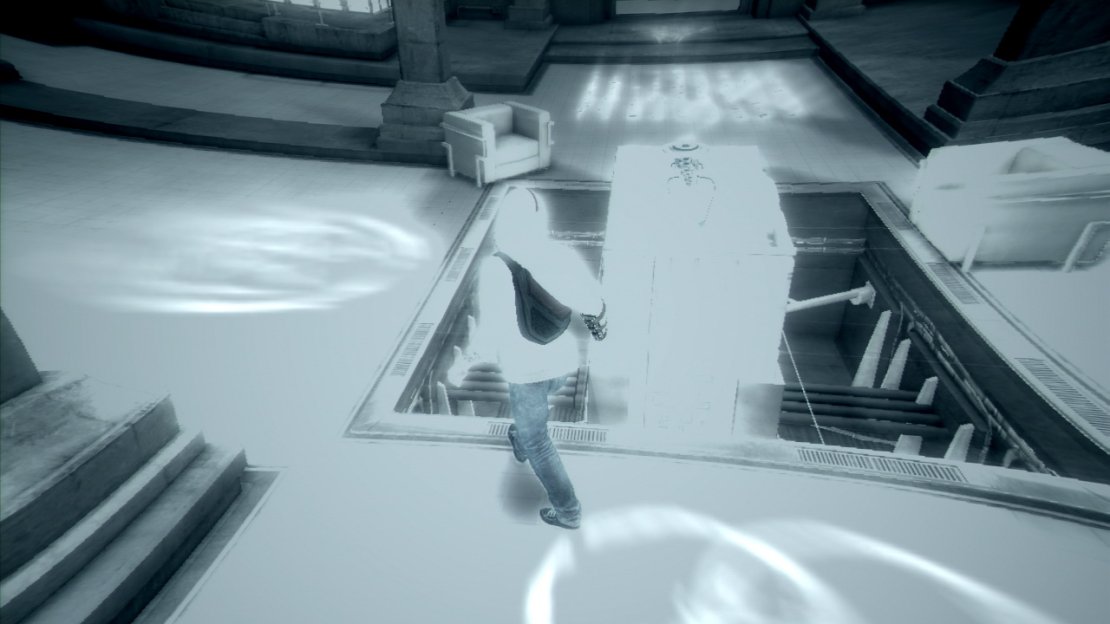 If you turn on Eagle Vision you’ll see that Subject 16’s scrawls are still here, just as they were at the end of the first game. Abstergo should really think about giving this room a deep clean…