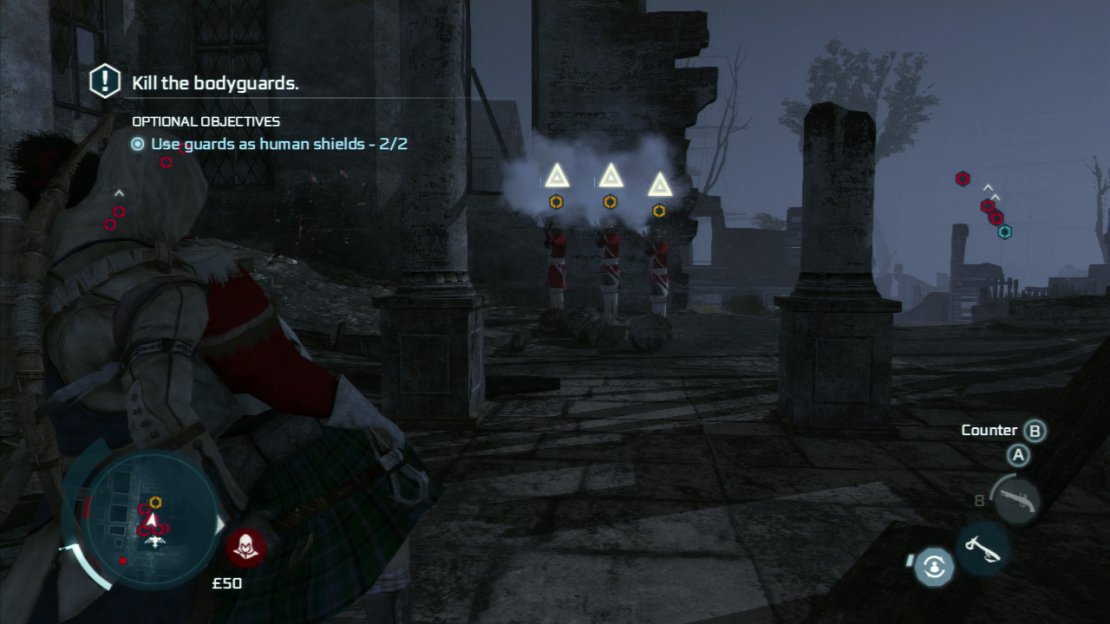 The officers will hang out at the far end of the room and shoot constantly, so when they are doing it, be sure to pop a guard in the way a couple of times. Once all of the soldiers have been defeated, continue over to the officers who will surrender for a scene.