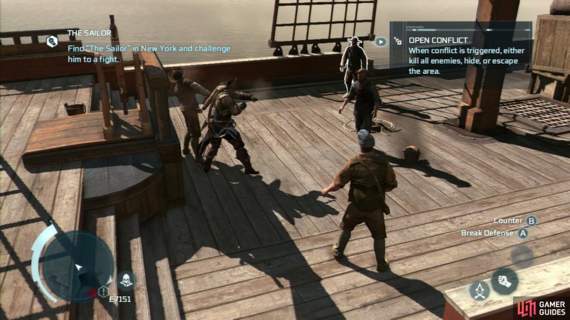 The Sailor is essentially the same as Peter Bunyan. To beat him, dispose of his three mates and then turn your attention to the Sailor. To finish him off quickly, simply counter attack him when he attacks you and throw in a couple of melee attacks when he stumbles.