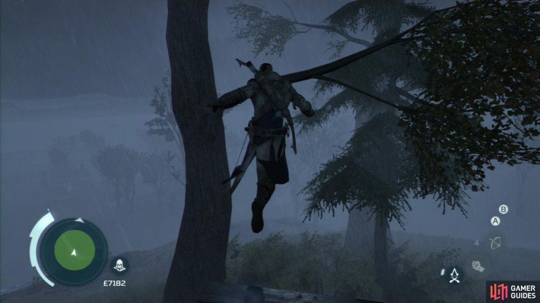 When you arrive at the destination, examine the clues in the nearby area and then climb the tree nearby and examine the object here to complete the mission.