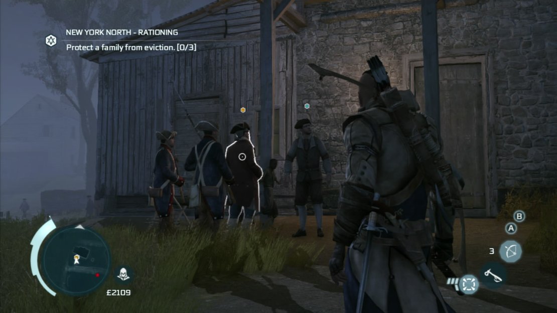 Ambient side-missions:   Free three families from eviction. In several places, you’ll see families being forced out of their houses by guards. Kill the enemies in front of each house. To complete the task.  Defend three farmers whilst they harvest crops. A small blue circle will appear on your mini-map around the farmer. Enemies will rush in to attack. Simply kill them whilst defending the farmer for a minute or so.  Beat up three merchants to help starving children. In some places, you will see merchants in an agrument with children. Defeat the merchants and their cronies using only unarmed combat to complete this liberation task.