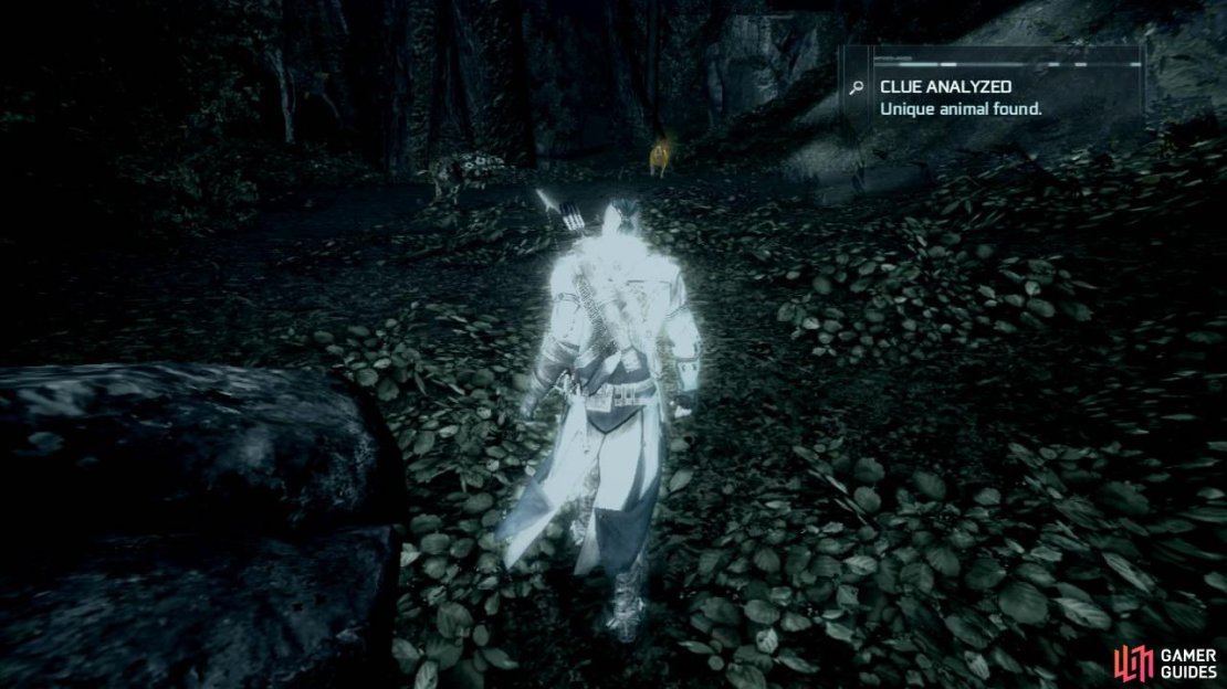 Track down the black wolf marked with the red objective marker and kill him. When its dead, skin it and return to the hunting lodge.