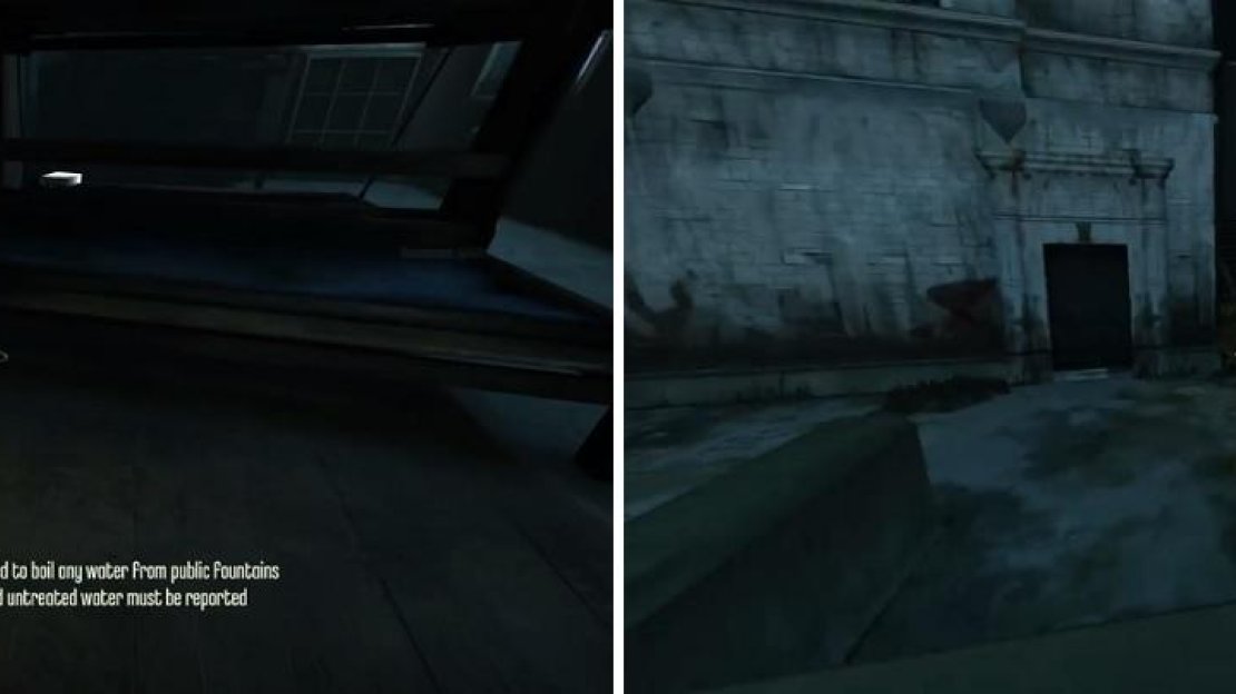 You’ll find a key to the Abandoned Apartment underneath a bed in the room with all of the bunks (left). This opens a door to the Abandoned Apartment (right), where you’ll find a Bone Charm.