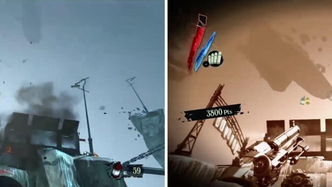Make sure to keep an eye out for the pinkish tanks (left), which restore health and the golden ones (right), which slow down time.