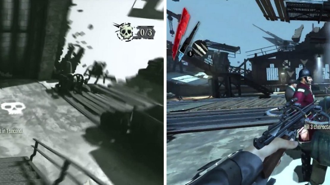 Both of the bonuses for the first round can be solved by using Possession (left) and bringing the enemies to the spot pictured on the right.