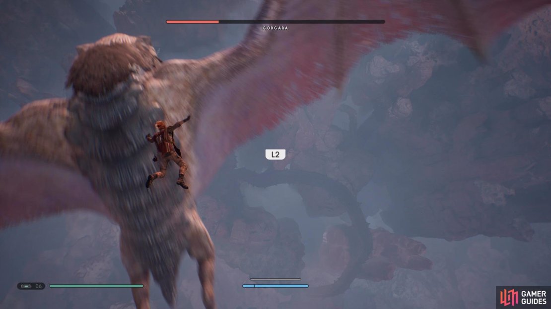 Later on there will be a flying section of the fight where you’ll need to fly towards him and press L2/LT.