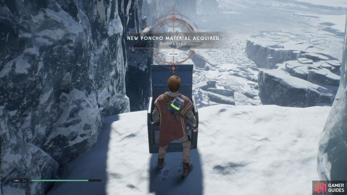 Climb up the large wall at the beginning to find a Chest that contains the Companero Poncho.