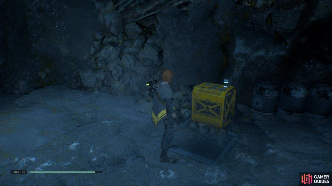 Use the ropes on the left of the Meditation Point to find a golden chest that contains the third Stim Canister.
