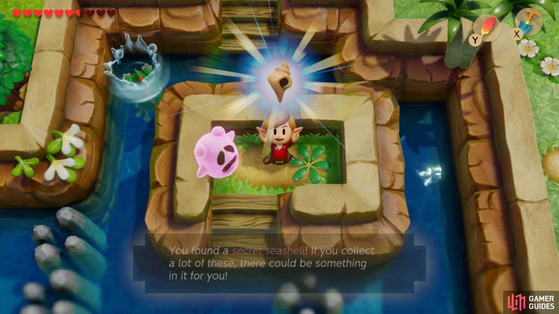 Remove the plant a small detached island to find a Secret Seashell.