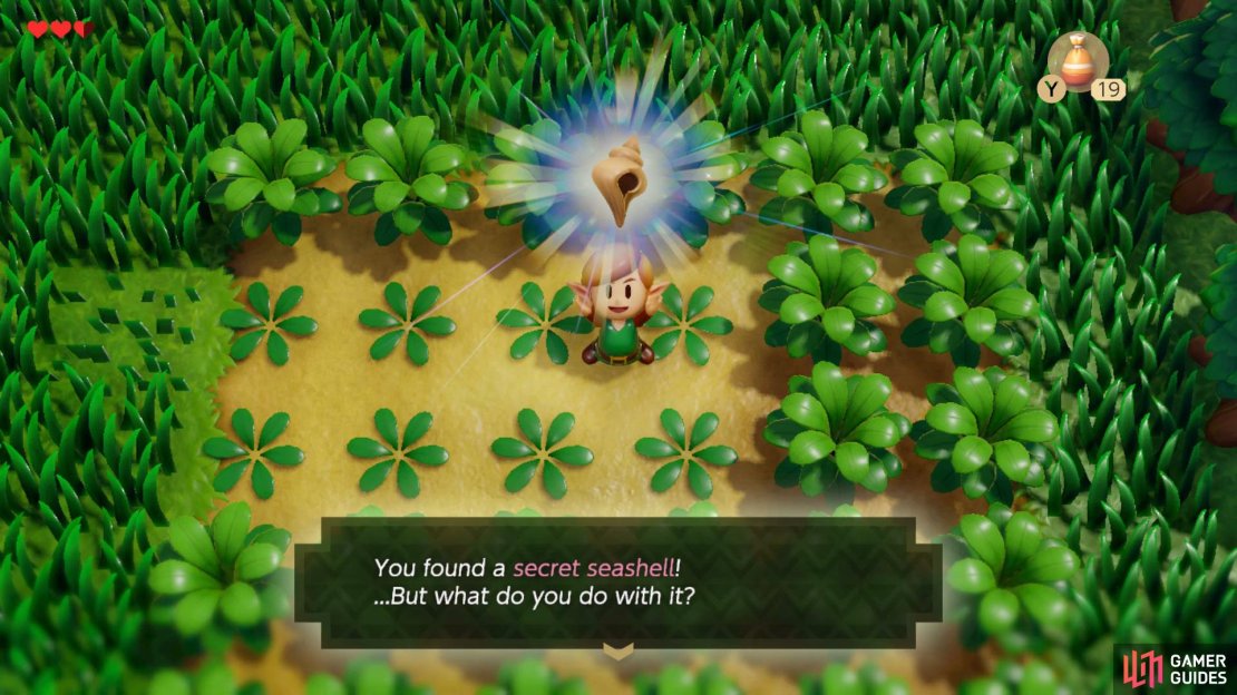 Cut down the grass in Mabe Village to find a Secret Seashell.