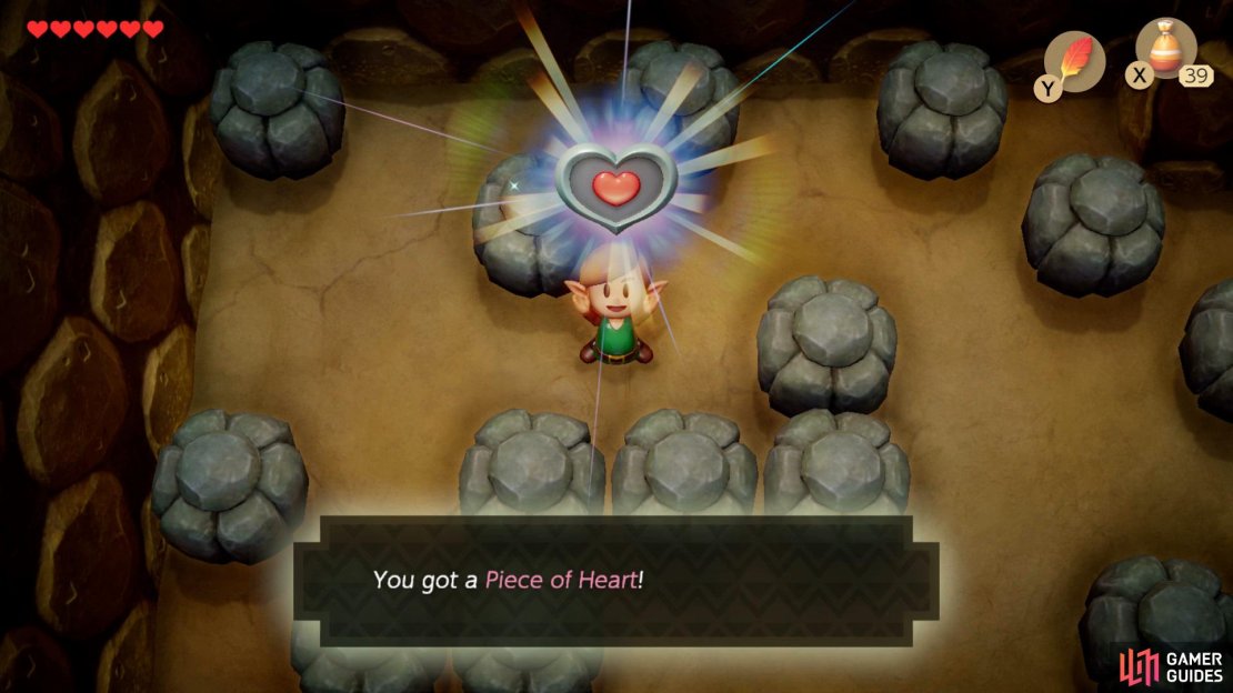 Remove the blocks to collect a Piece of Heart in a cave to the northwest of the Mysterious Forest.