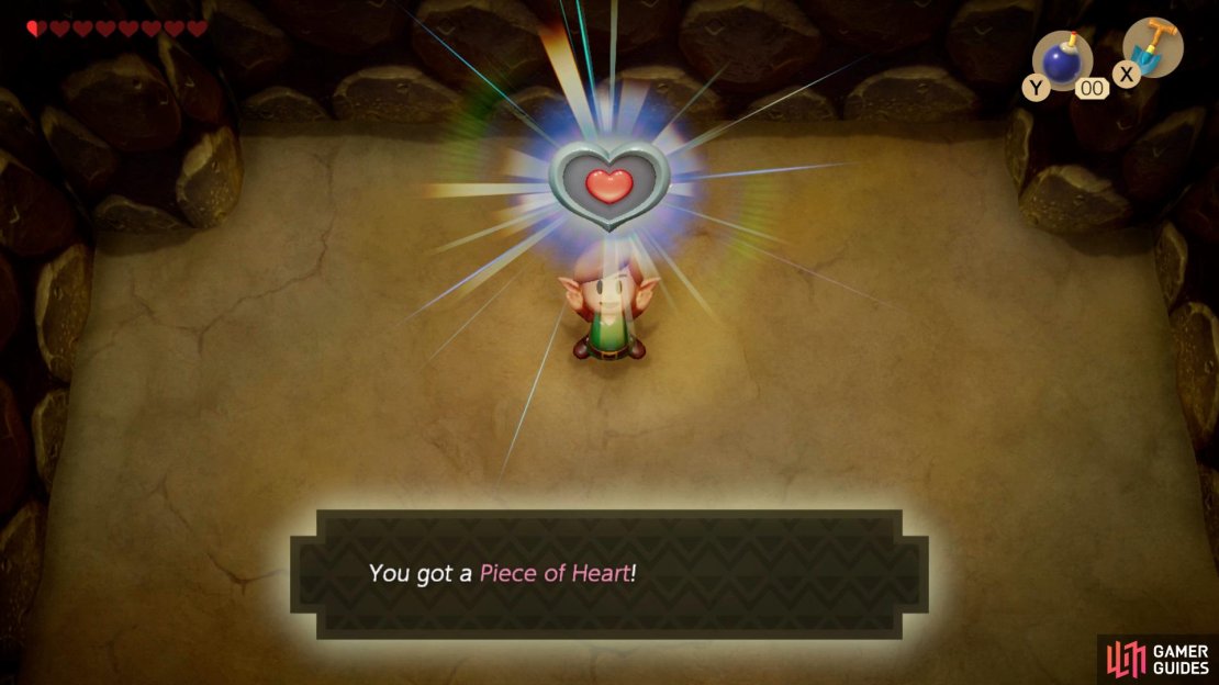 Kill the Lanmola in the desert and allow the sand to suck you up, then place bomb on the crumbling wall ahead to find a Piece of Heart.