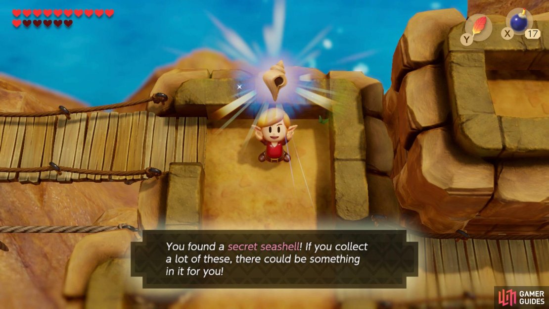 Go to the right of Tal Tal Mountain and remove a stone to get a Secret Seashell.