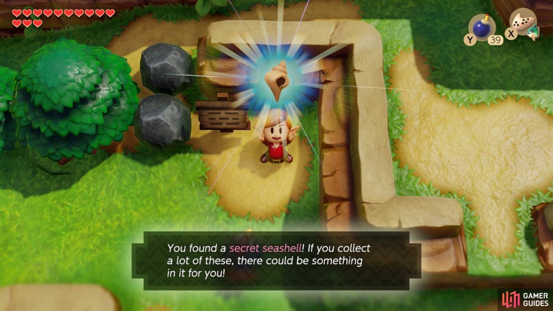 Head to Tal Tal Heights and remove the stone to the right of the sign to find a Secret Seashell, 