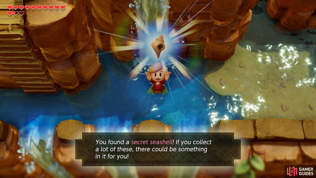 Find a Small Waterfall on Tal Tal Mountain and dive down into it to find a Secret Seashell.