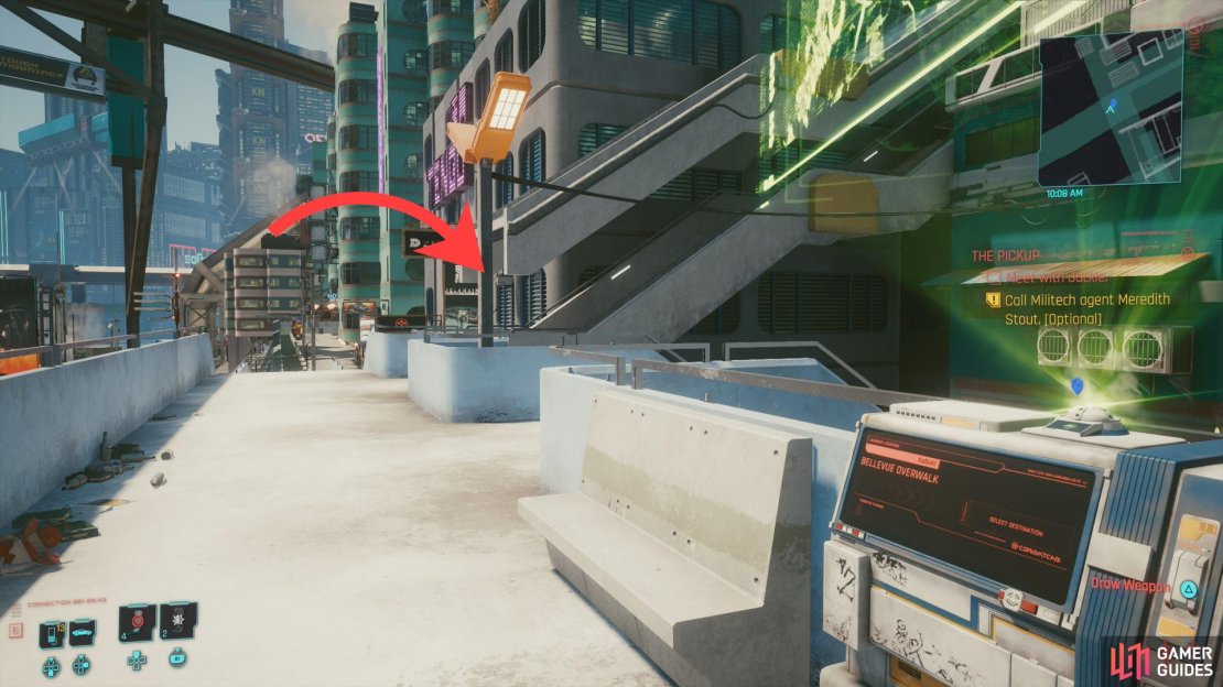 Find some stairs to the left of the fast travel terminal,