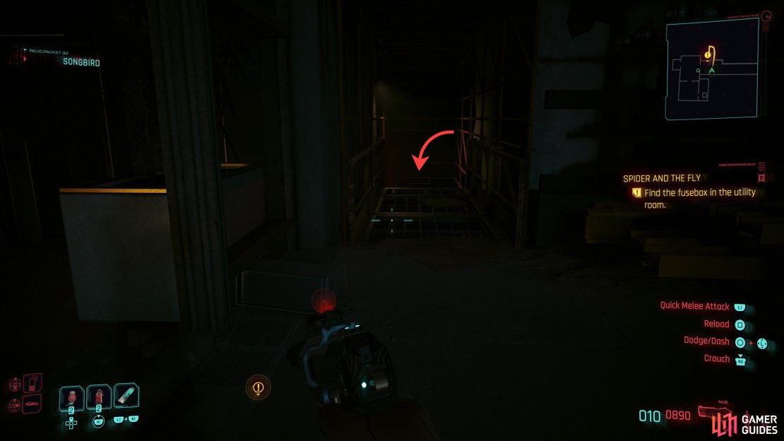Head down a side passage and descend a ladder,