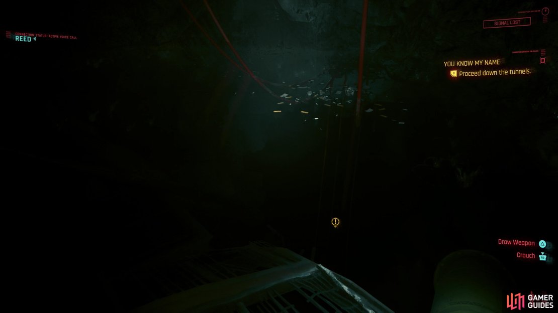 After a brief reprieve, jump back into the water and follow the red cables,