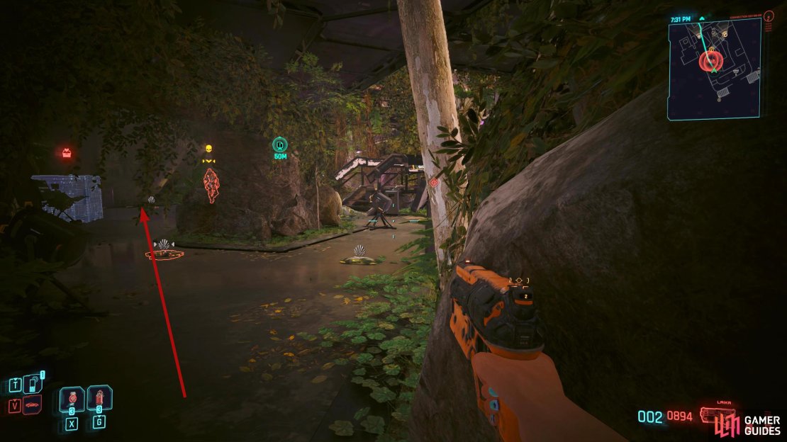 Follow the path to the left while avoiding the mines.