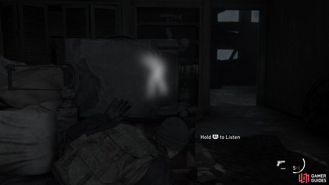 When you make it into the second building, hold R1 to see where the enemies are standing. 