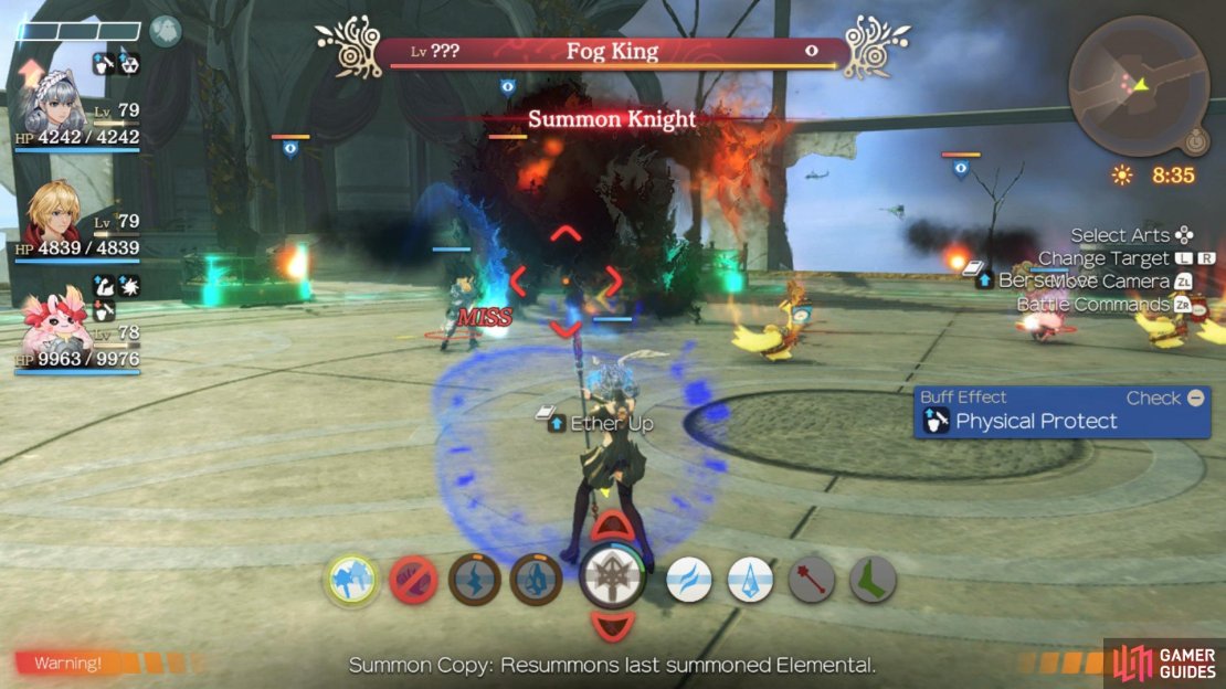 The Fog King will always start the battle using Summon Knight