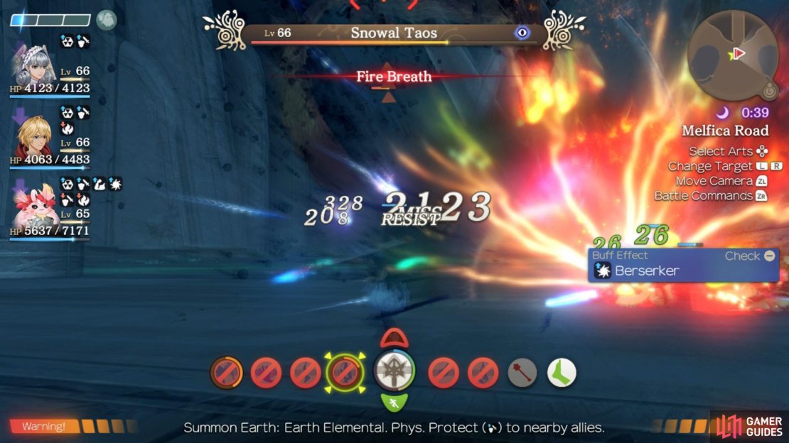 Snowal Taos will only rarely use Arts, most of the time it will result to auto-attacking only.
