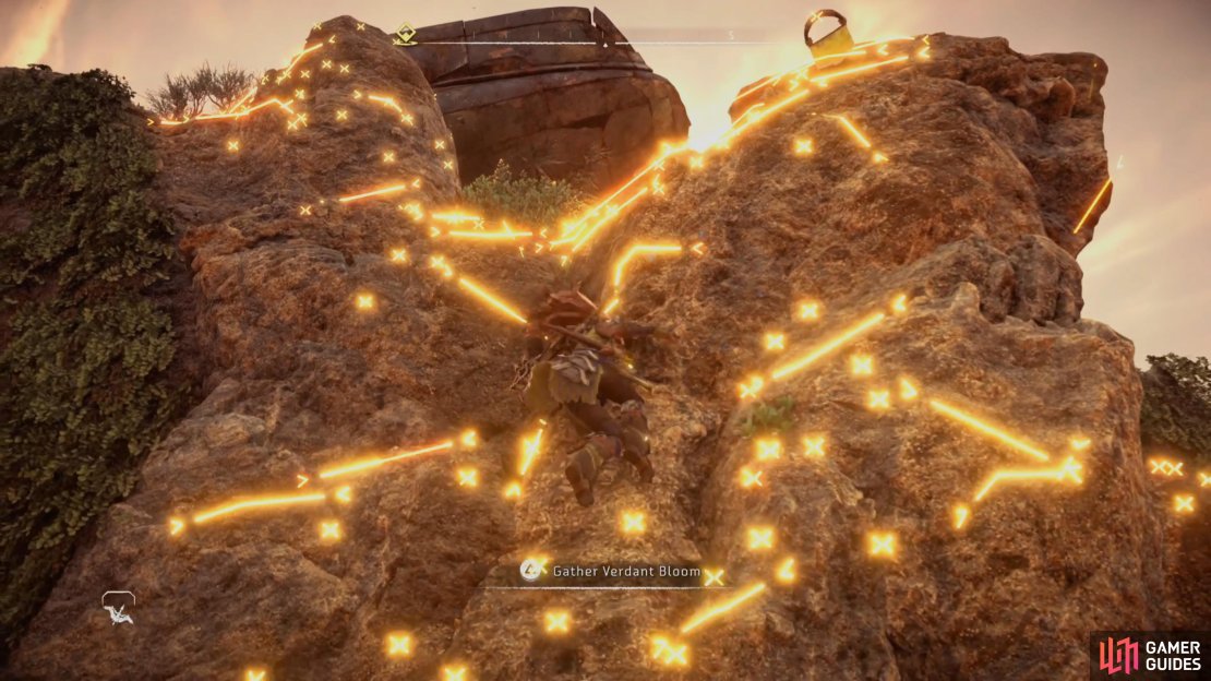 Follow the tracks from the camp and climb up the wall
