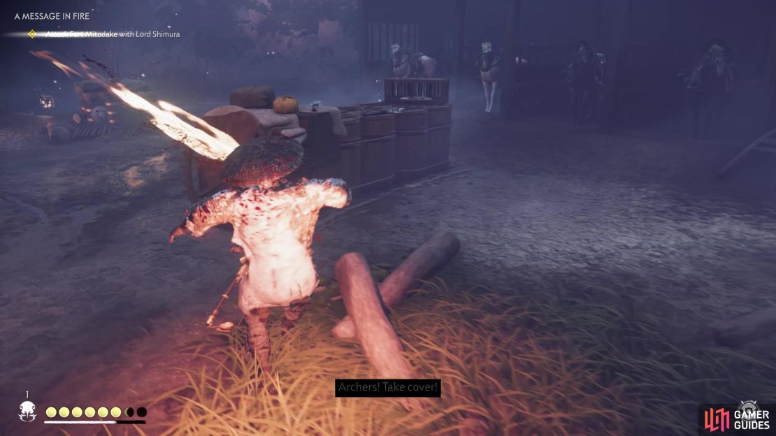 As you step foot in the actual fort, you will be fired upon by archers