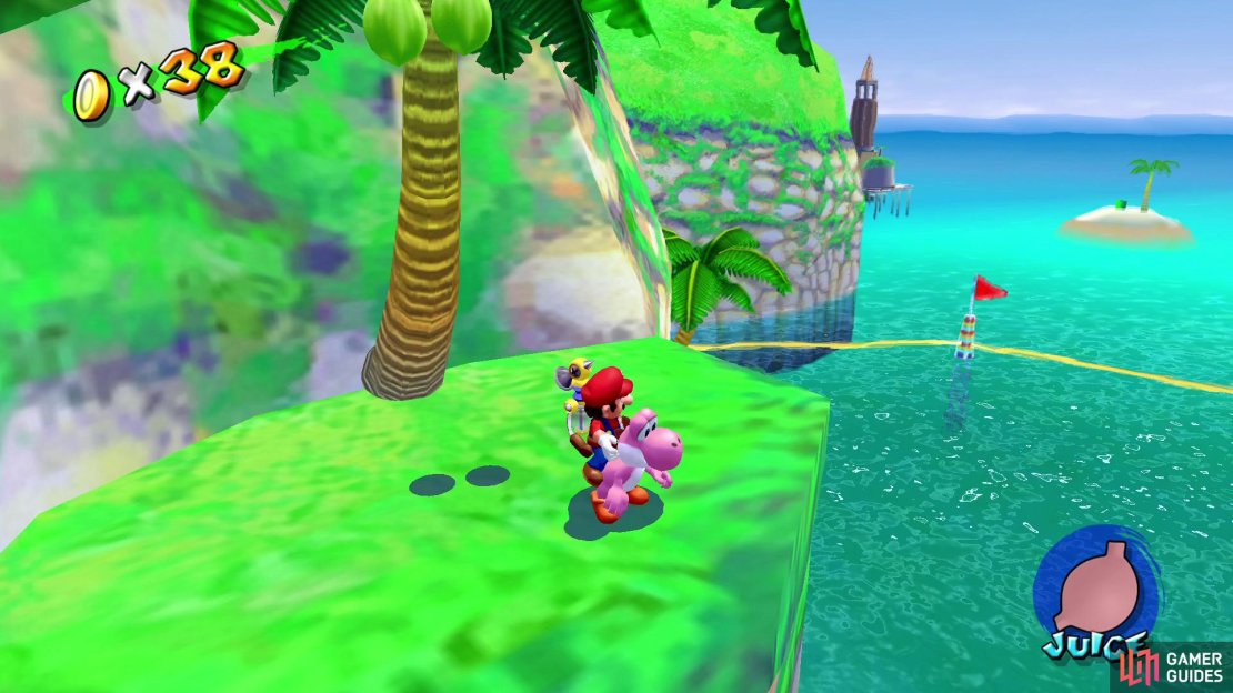 Jump over here to have Yoshi eat a Coconut and change his Juice