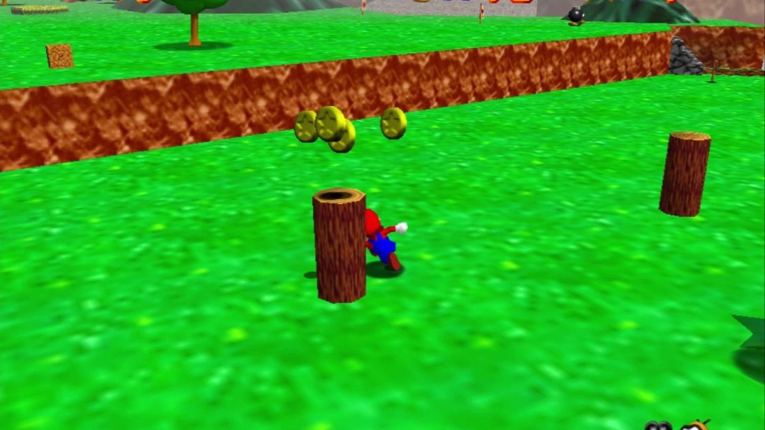 Run around these wooden posts to make them pop out some coins