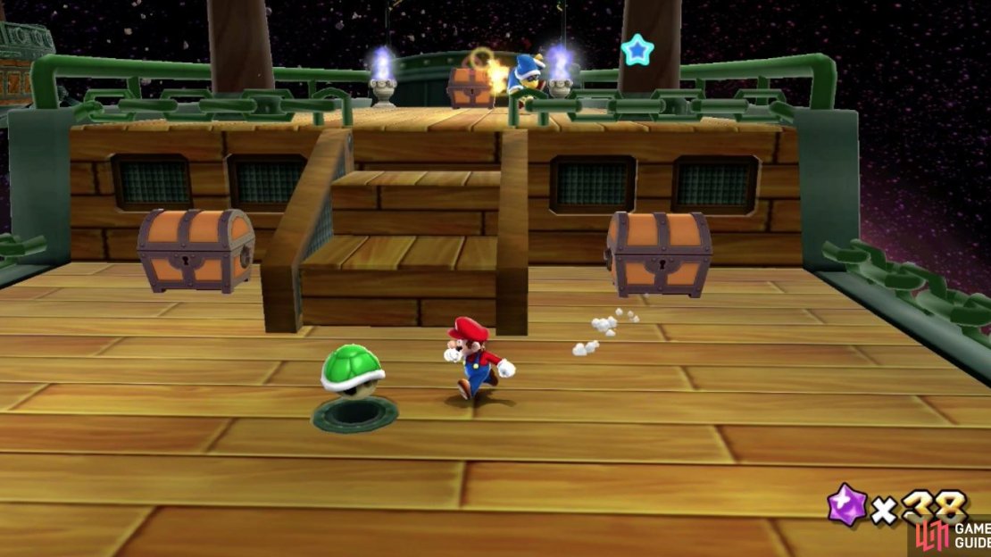You have an endless supply of Green Shells that can be used to defeat enemies and chests!