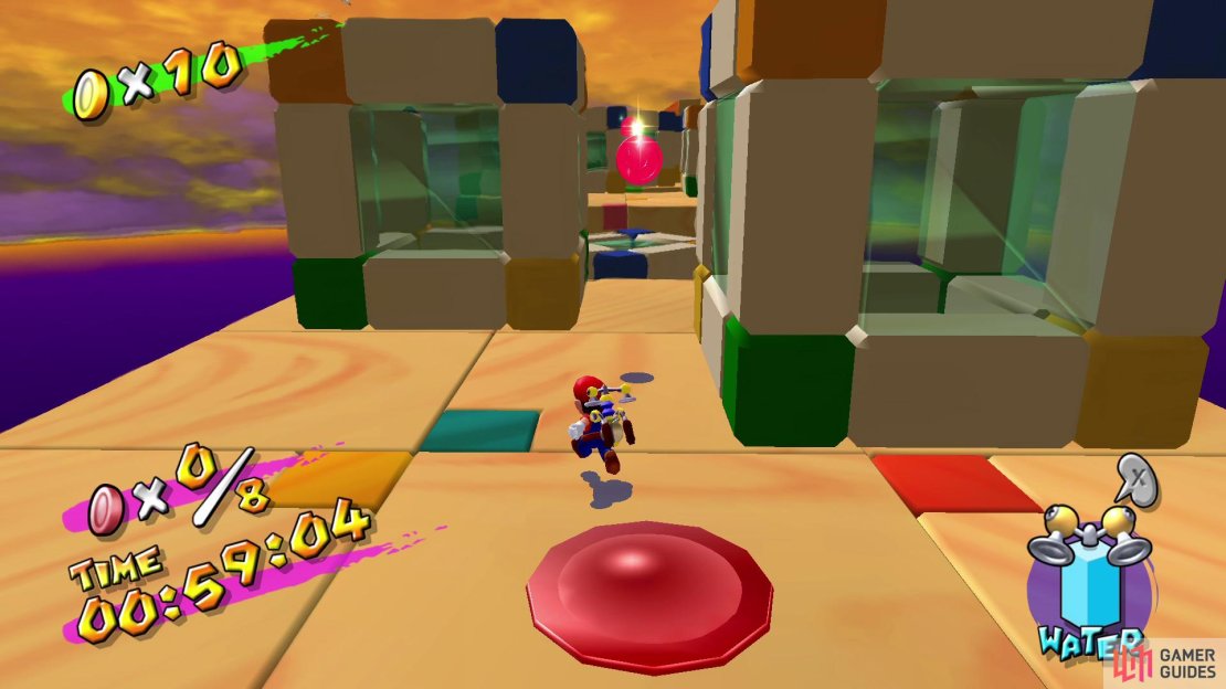 Red Coin #1 is located straight in front of you
