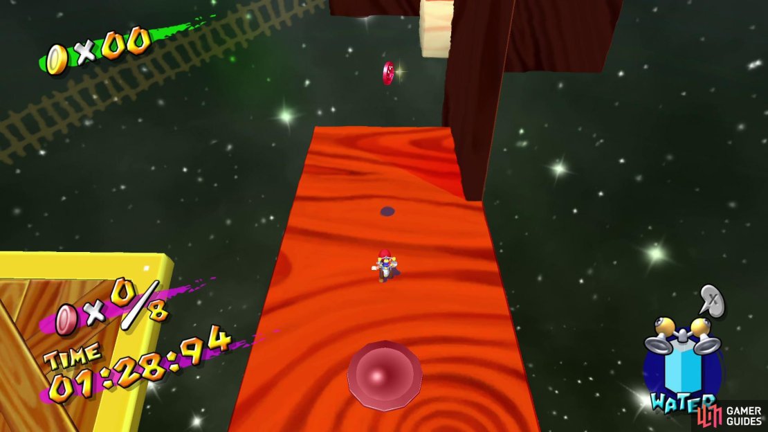Red Coin #1 is straight in front of the button