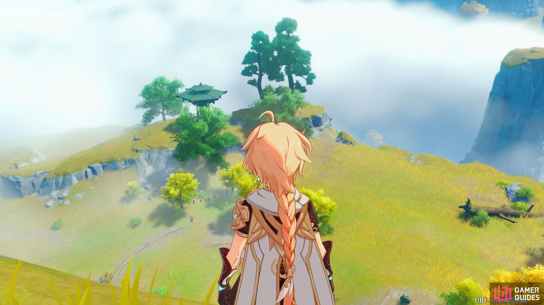 The Traveler arriving in Jueyun Karst, looking for the adepti.