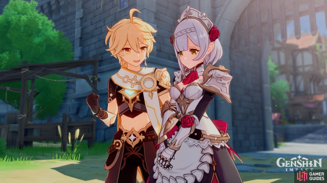 Traveler and Noelle share a moment.