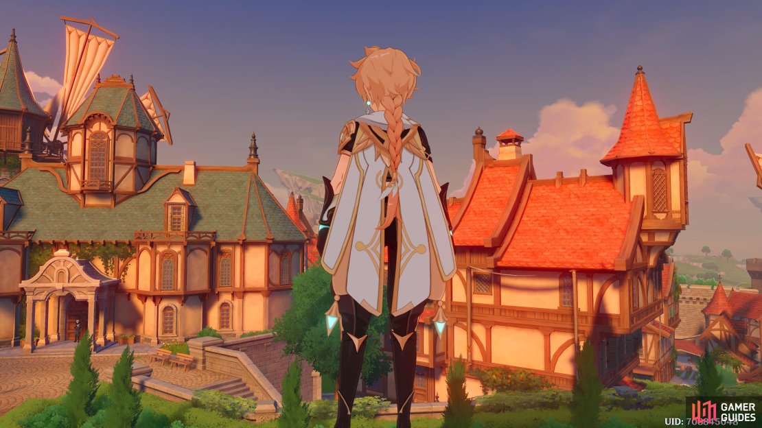 The Traveler searching for the suspicious guy in Mondstadt.